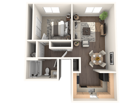 Aspire Eugene Apartments in Eugene, Oregon 1x1 Floor Plan